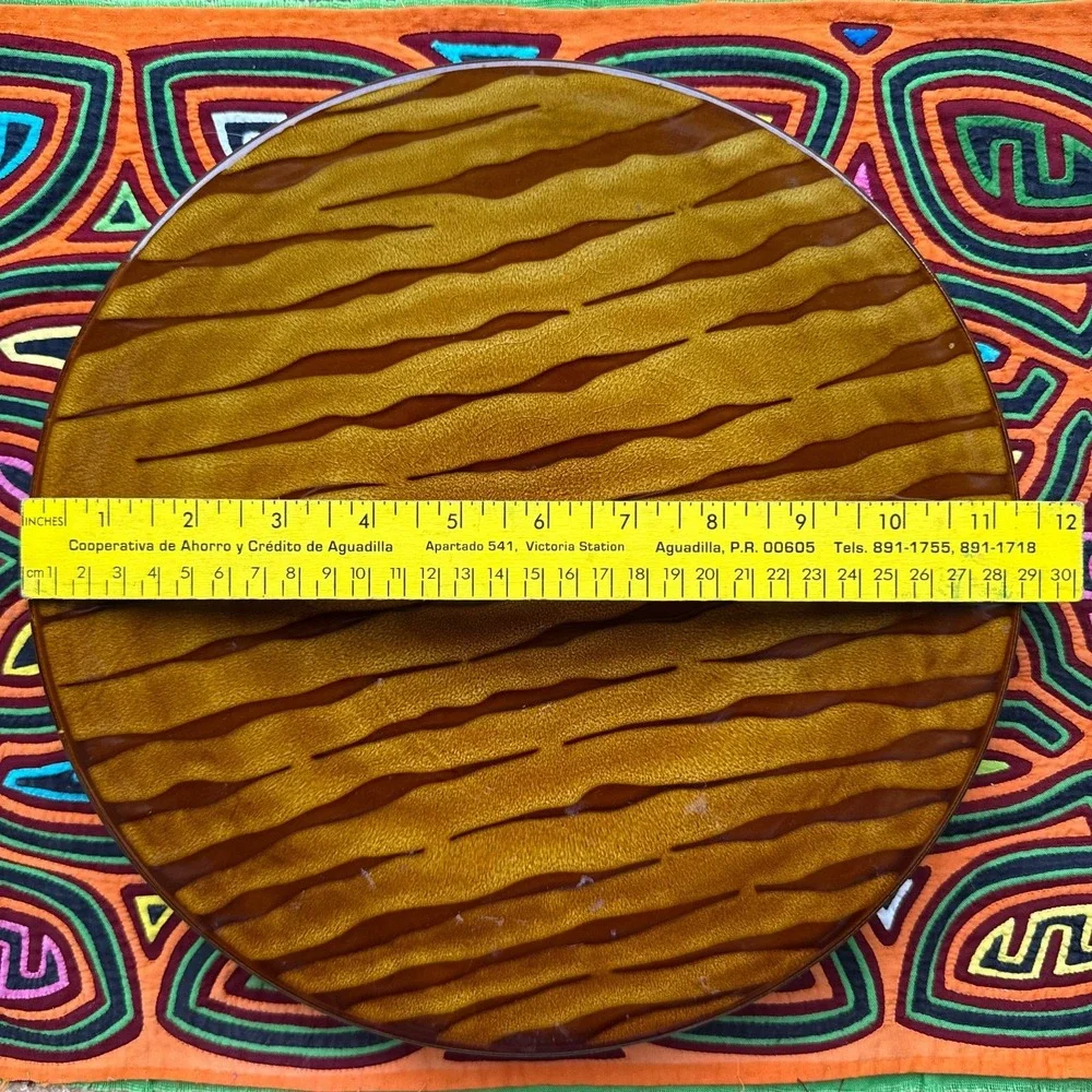 Large‎ amber resin decorative bowl textured centerpiece 12